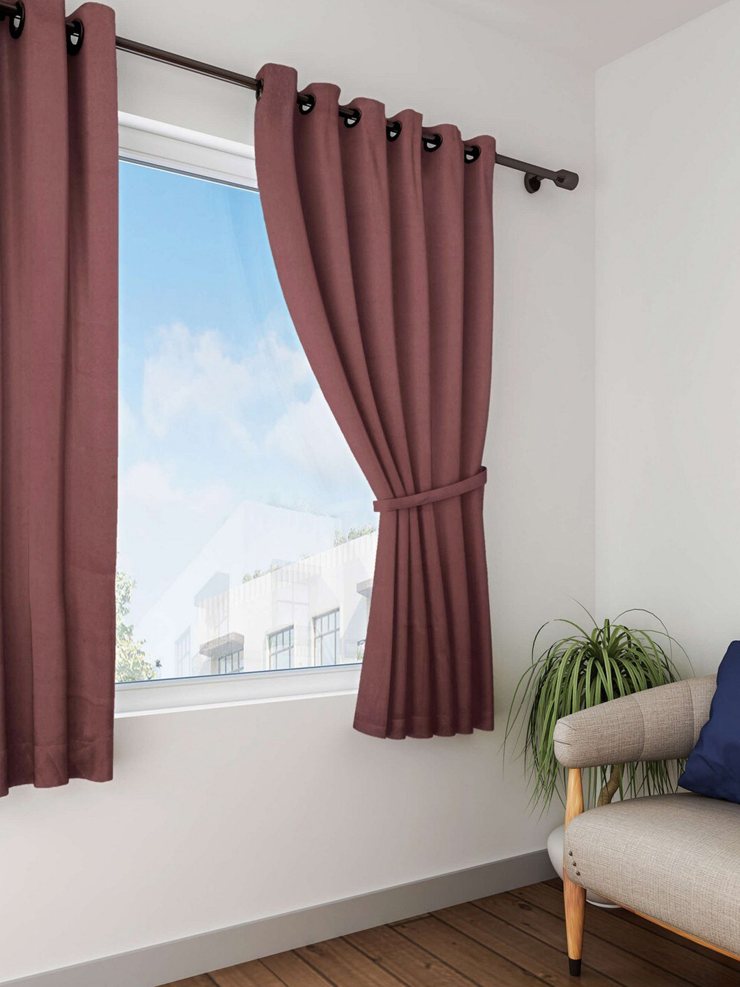 

Lushomes Brown Window Cotton Curtain