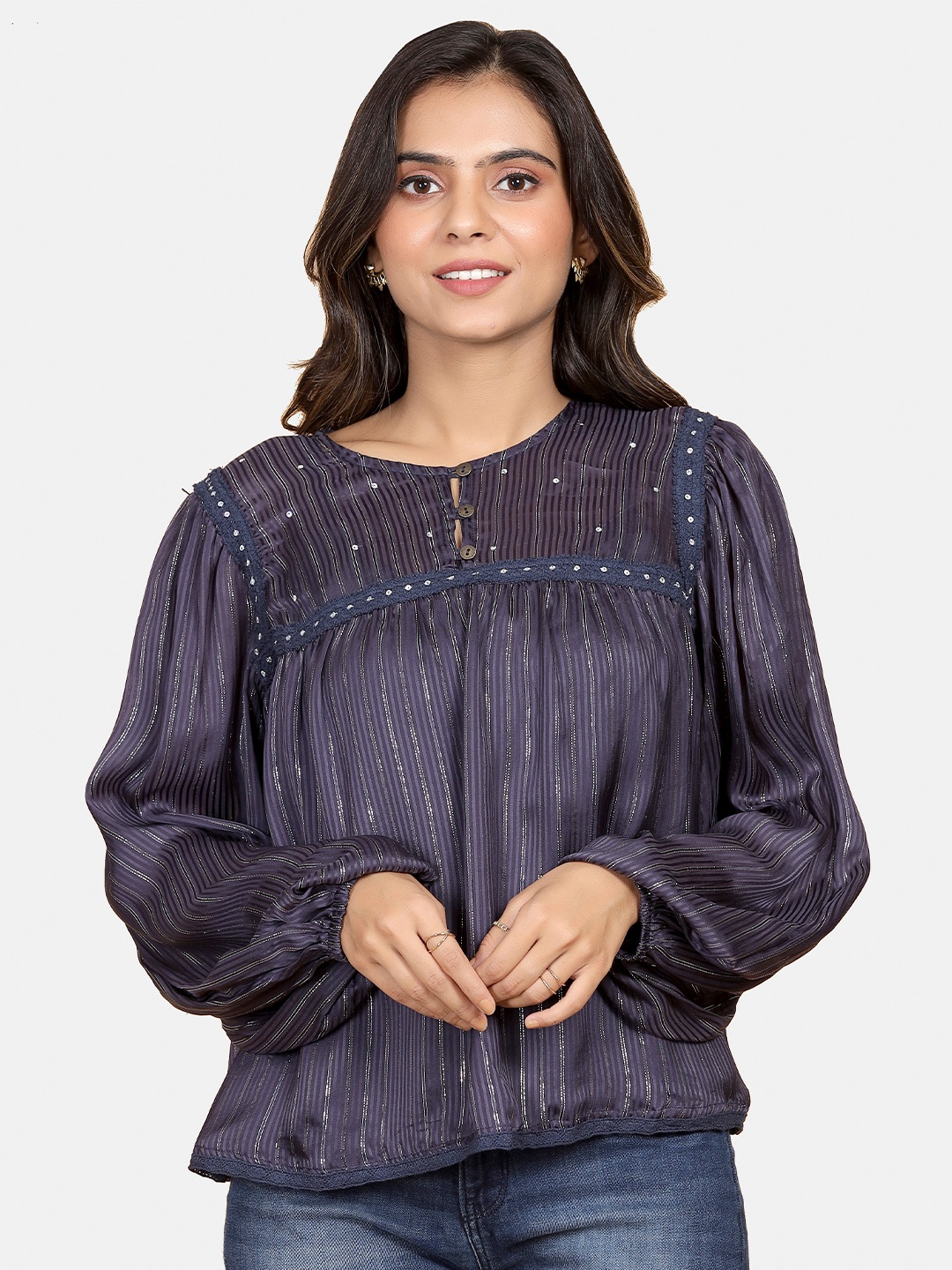 

WESTIFIED Blue Blouson Top