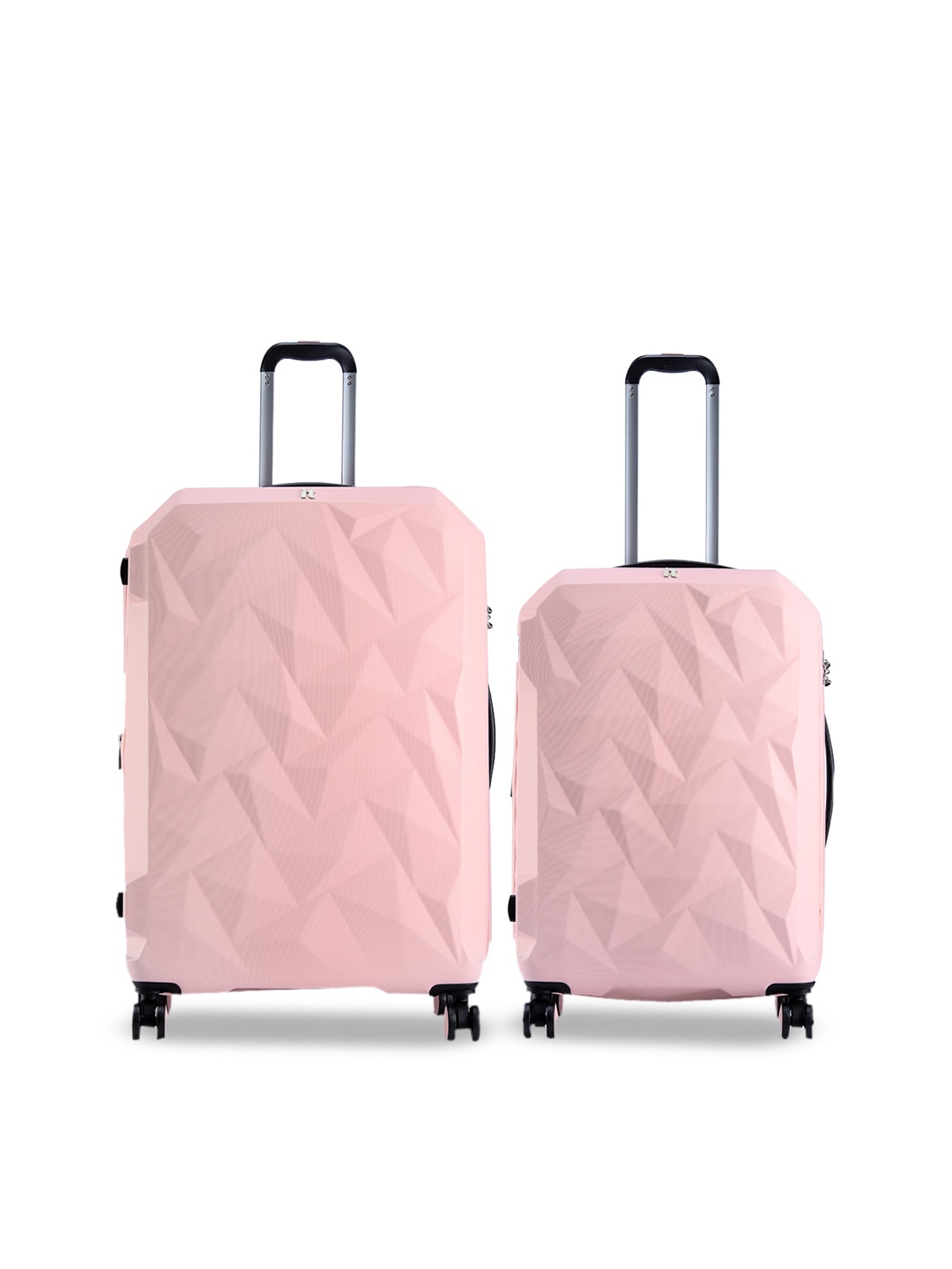 

IT luggage Pack Of 2 Pink Textured Hard-Sided Trolley Bag