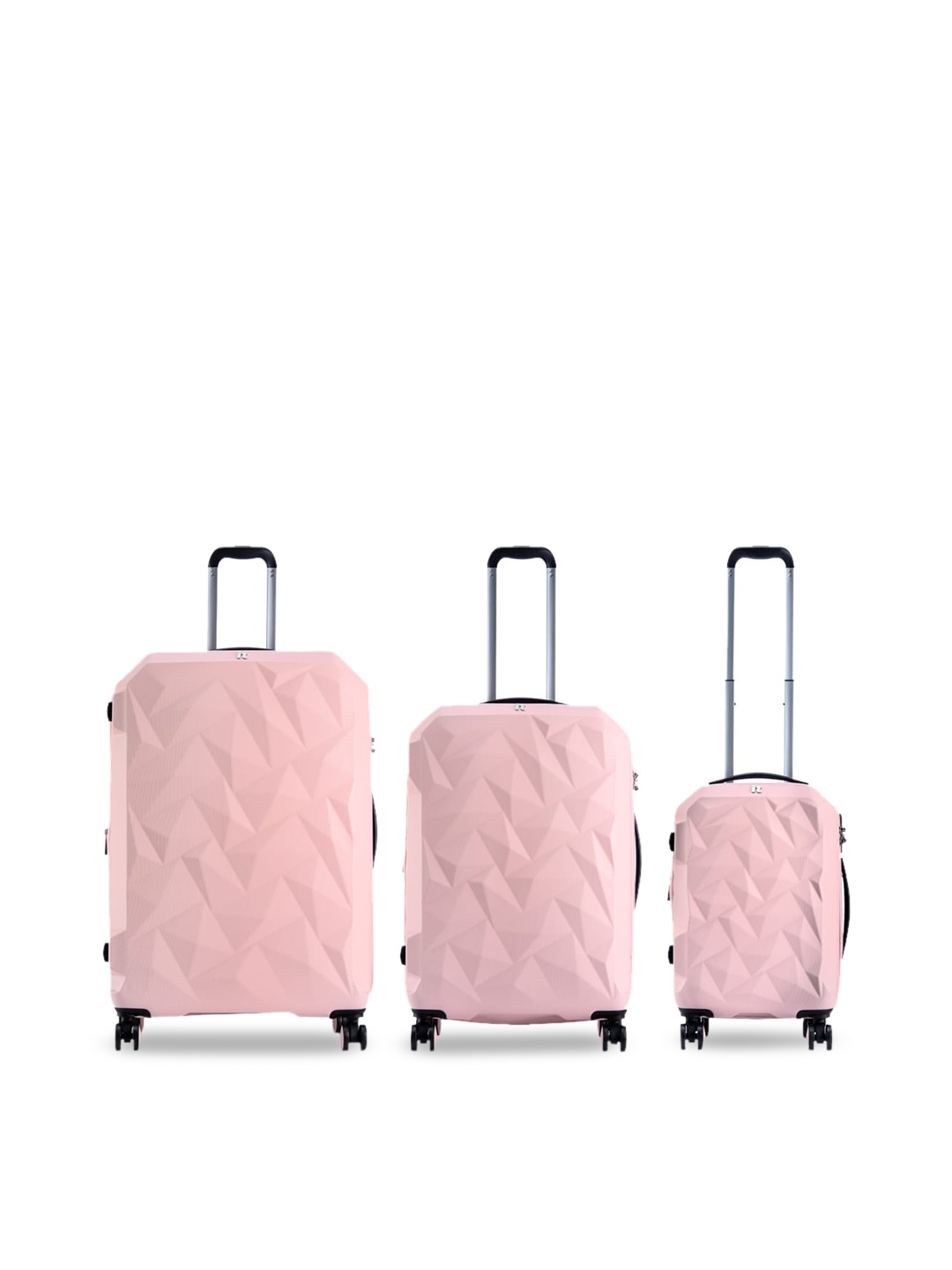 

IT luggage Pack Of 3 Solid Hard-Sided Trolley Bag, Pink