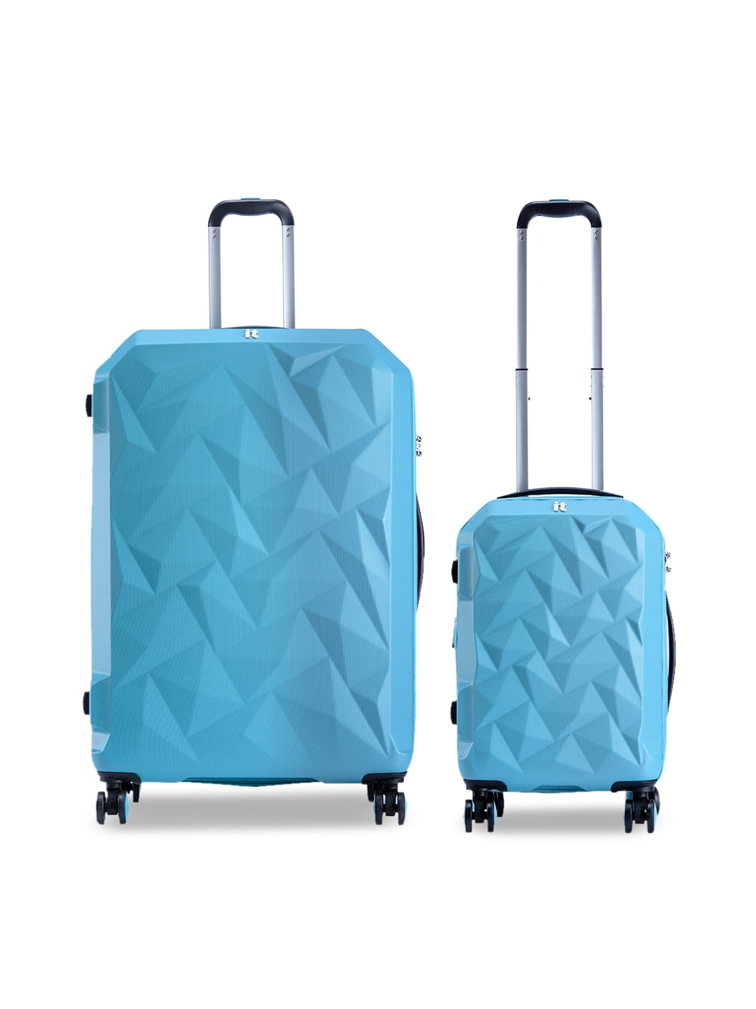 

IT luggage Pack Of 2 Solid Blue Hard-Sided Trolley Bag