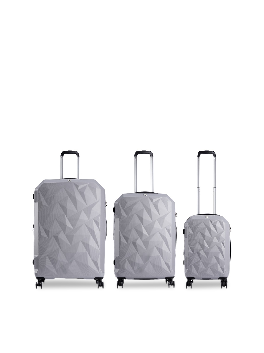 

IT luggage Pack Of 3 Grey Textured Hard-Sided Trolley Bag