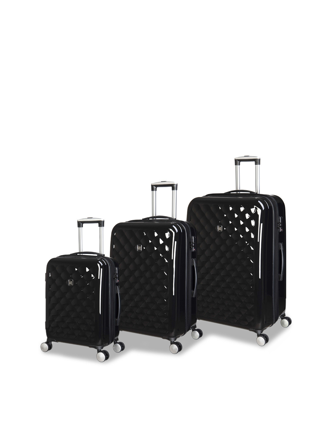 

IT luggage Black Pack of 3 Fashionista Textured Hard-Sided Small Trolley Bag