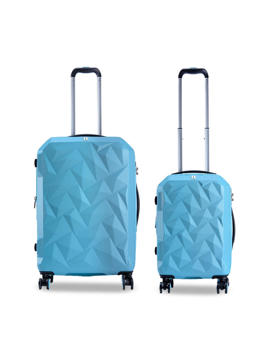 

IT luggage Pack Of 2 Blue Textured Hard-Sided Trolley Bag