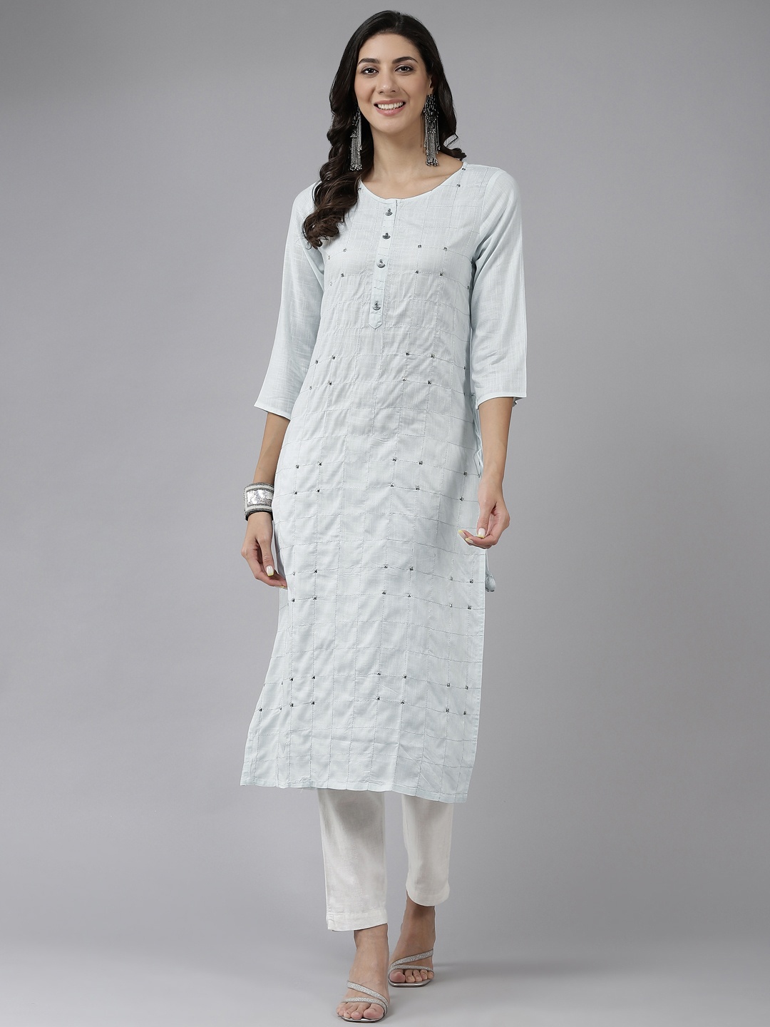 

Prakrti Women Blue Ethnic Motifs Kurta