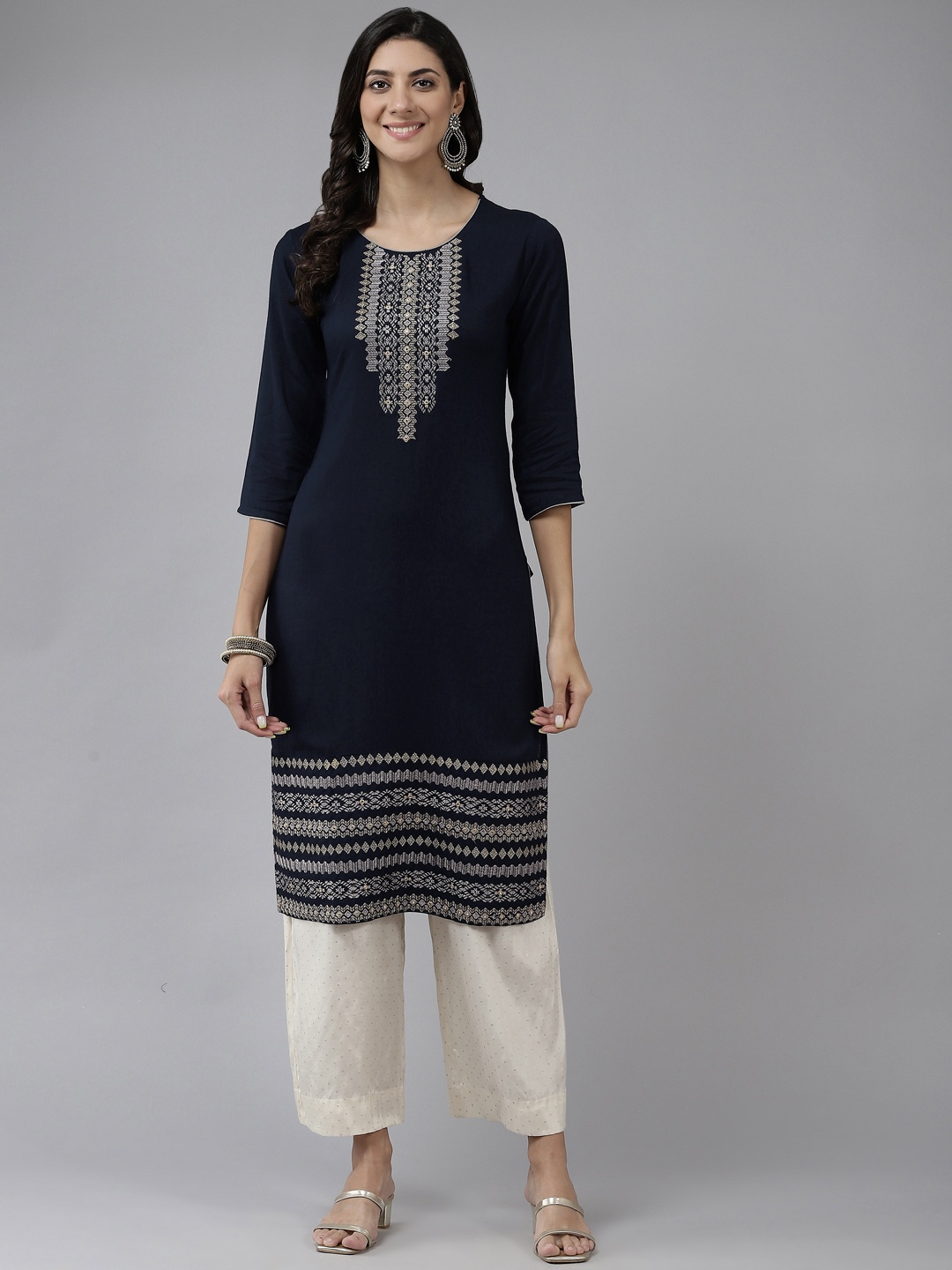 

Prakrti Women Navy Blue Kurta