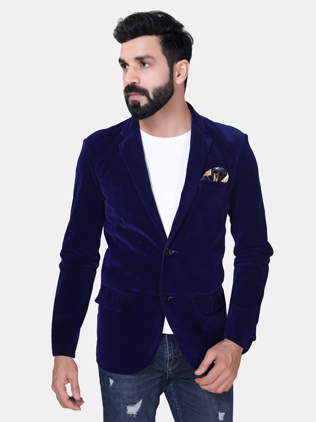

Avaeta Men Blue Solid Single Breasted Party Blazer