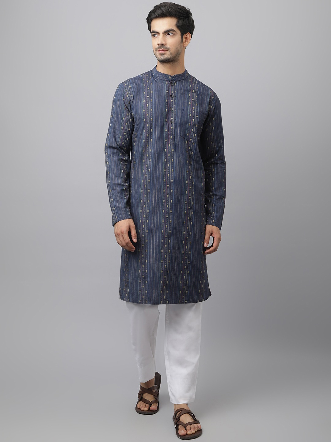 

Waahiba Men Navy Blue Kurta with Trousers