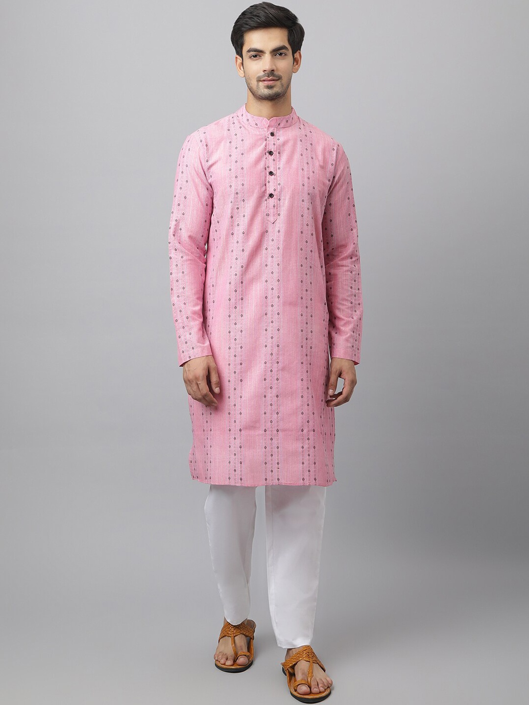 

Waahiba Men Pink Solid Kurta with Pyjamas