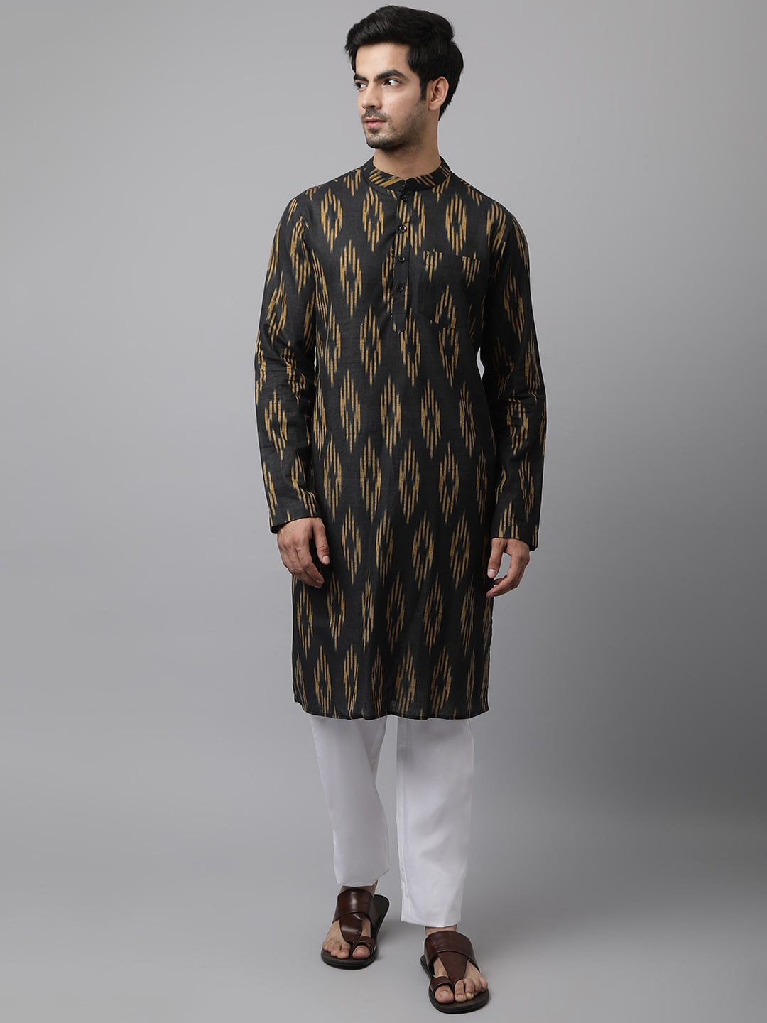 

Waahiba Men Multicoloured Pleated Kurti with Pyjamas, Multi