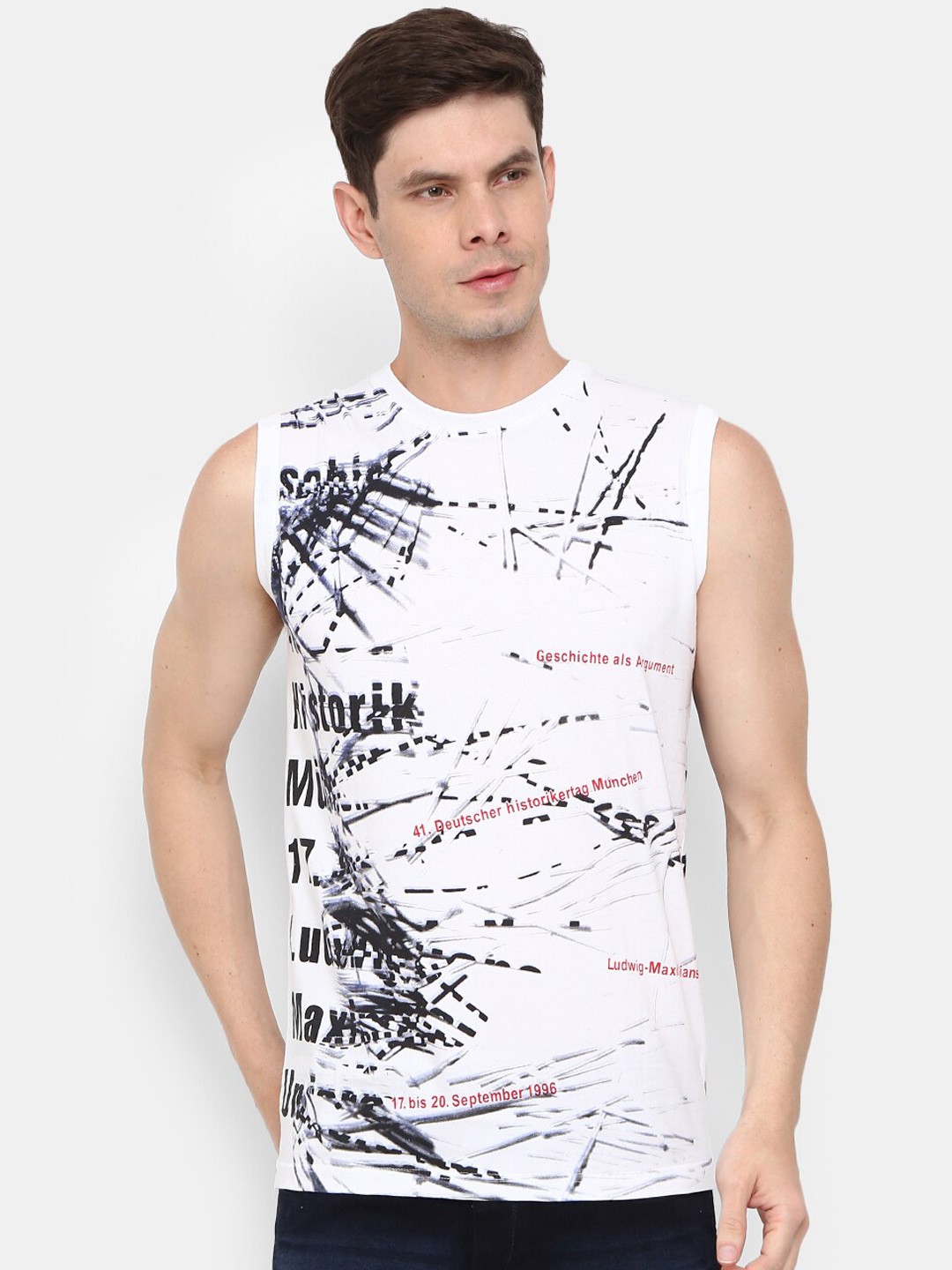 

V-Mart Men White & Black Printed Cotton Innerwear Vests