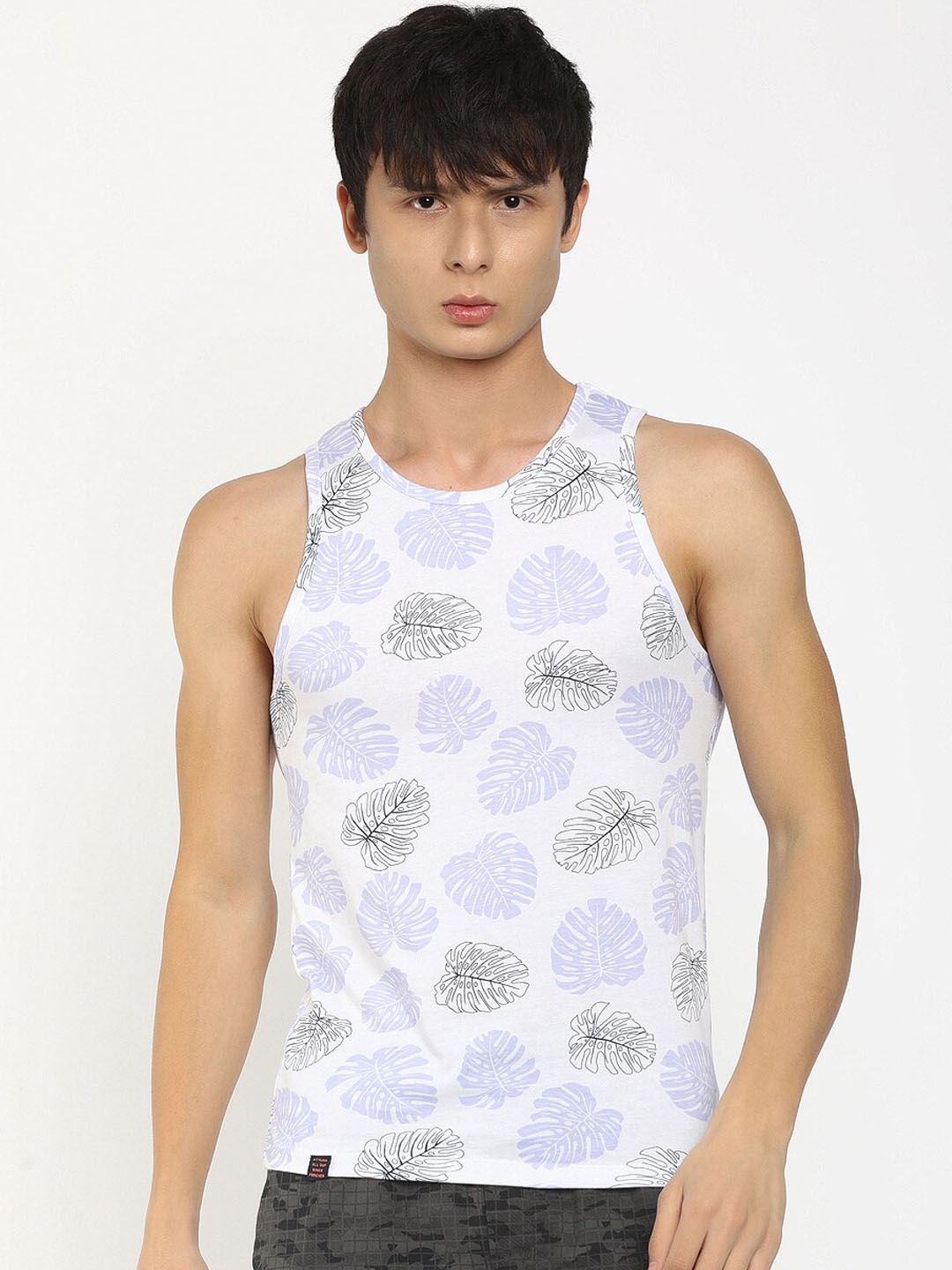 

V-Mart Men White & Purple Printed Cotton Innerwear Vests