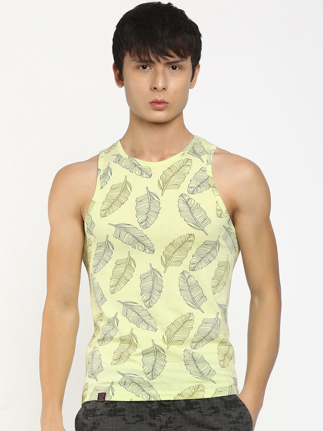 

V-Mart Men Yellow & Black Printed Cotton Innerwear Vests