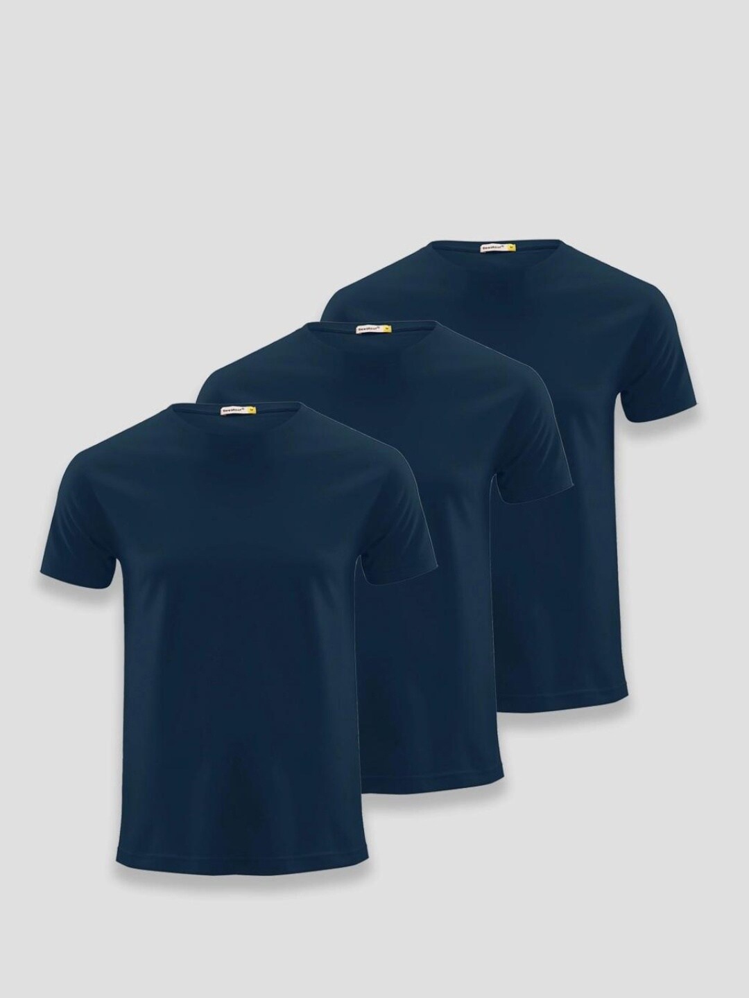 

Bewakoof Men Blue 3 Solid Pure Cotton T-shirt