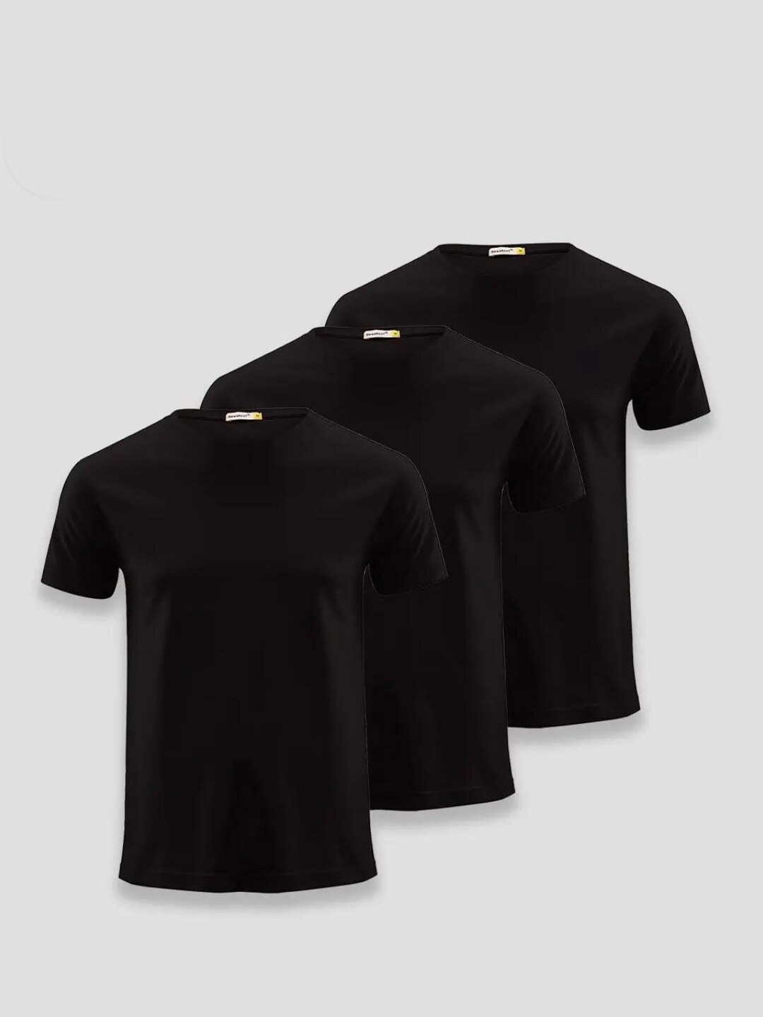 

Bewakoof Men Black 3 Solid Round Neck Pure Cotton T-shirt
