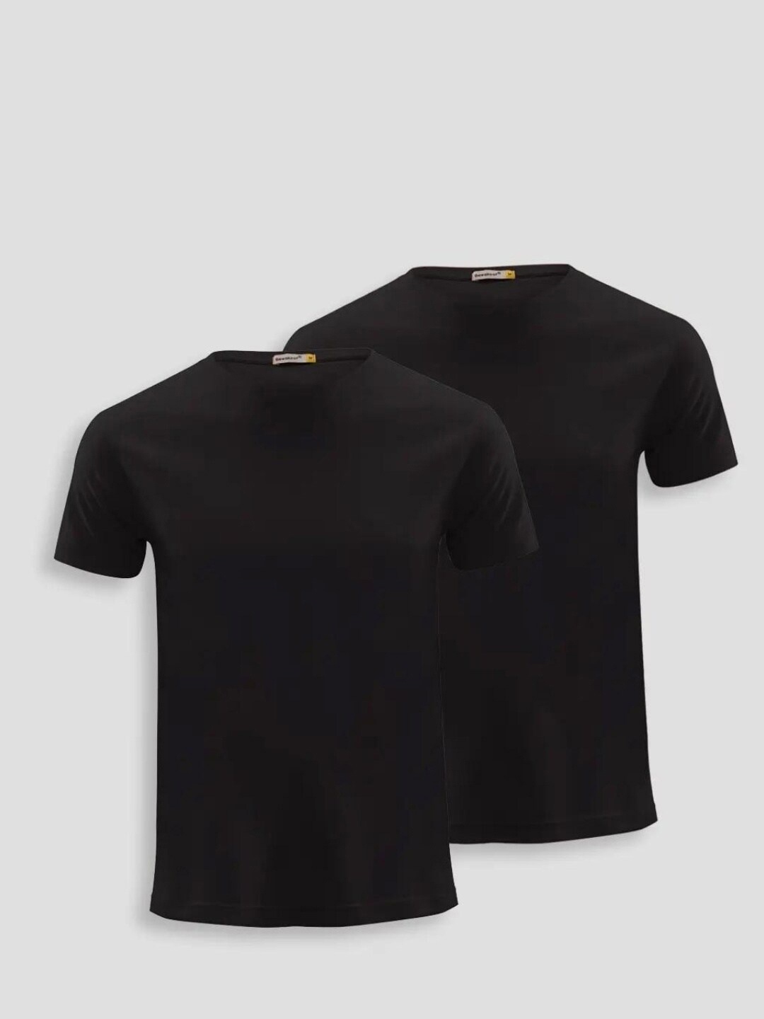 

Bewakoof Men Pack Of 2 Black Solid Pure Cotton T-shirt