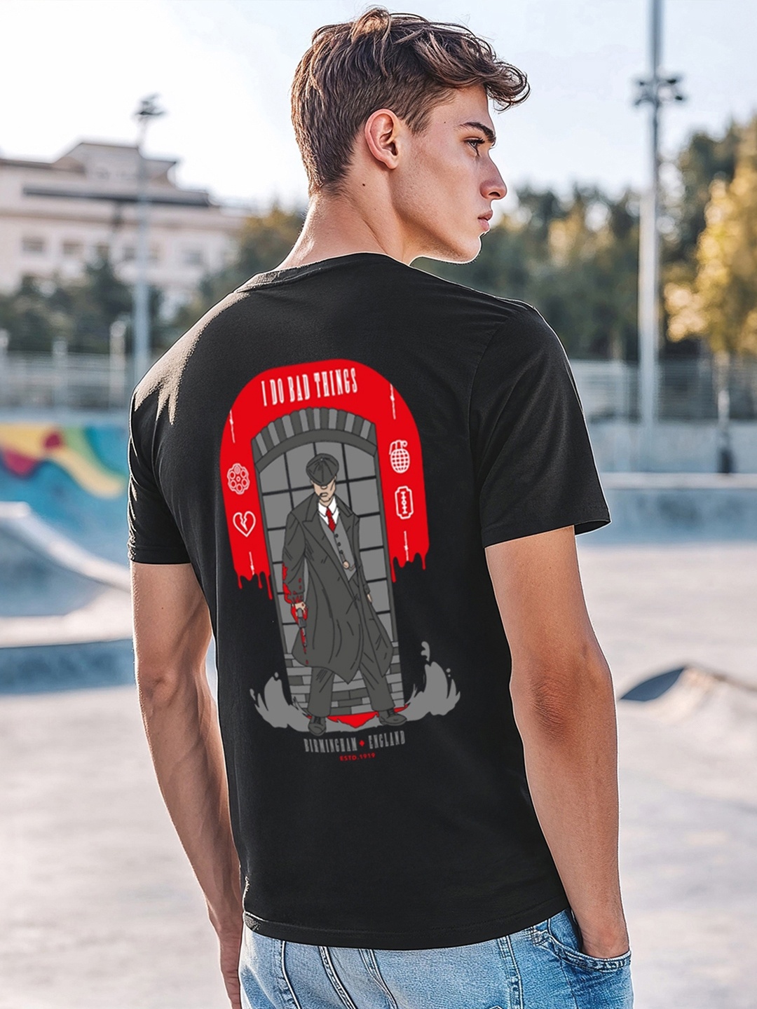 

Bewakoof Men Black Typography Printed Pure Cotton Applique T-shirt
