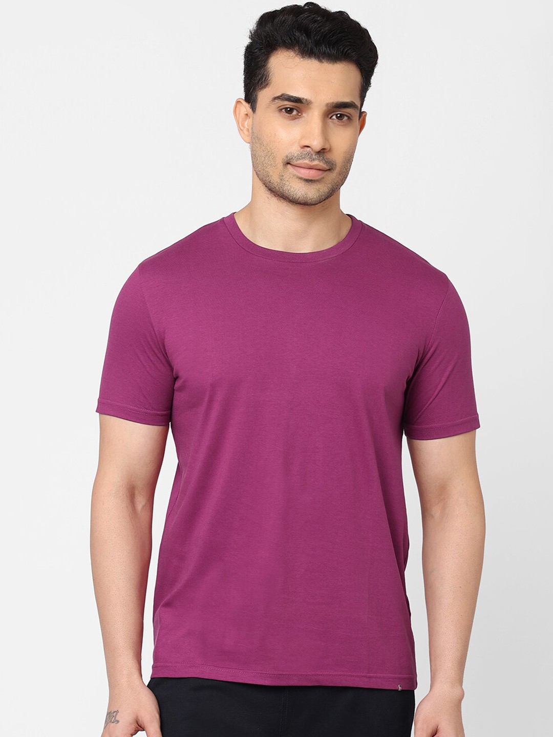 

Sweet Dreams Men Purple Solid Cotton Lounge Tshirts