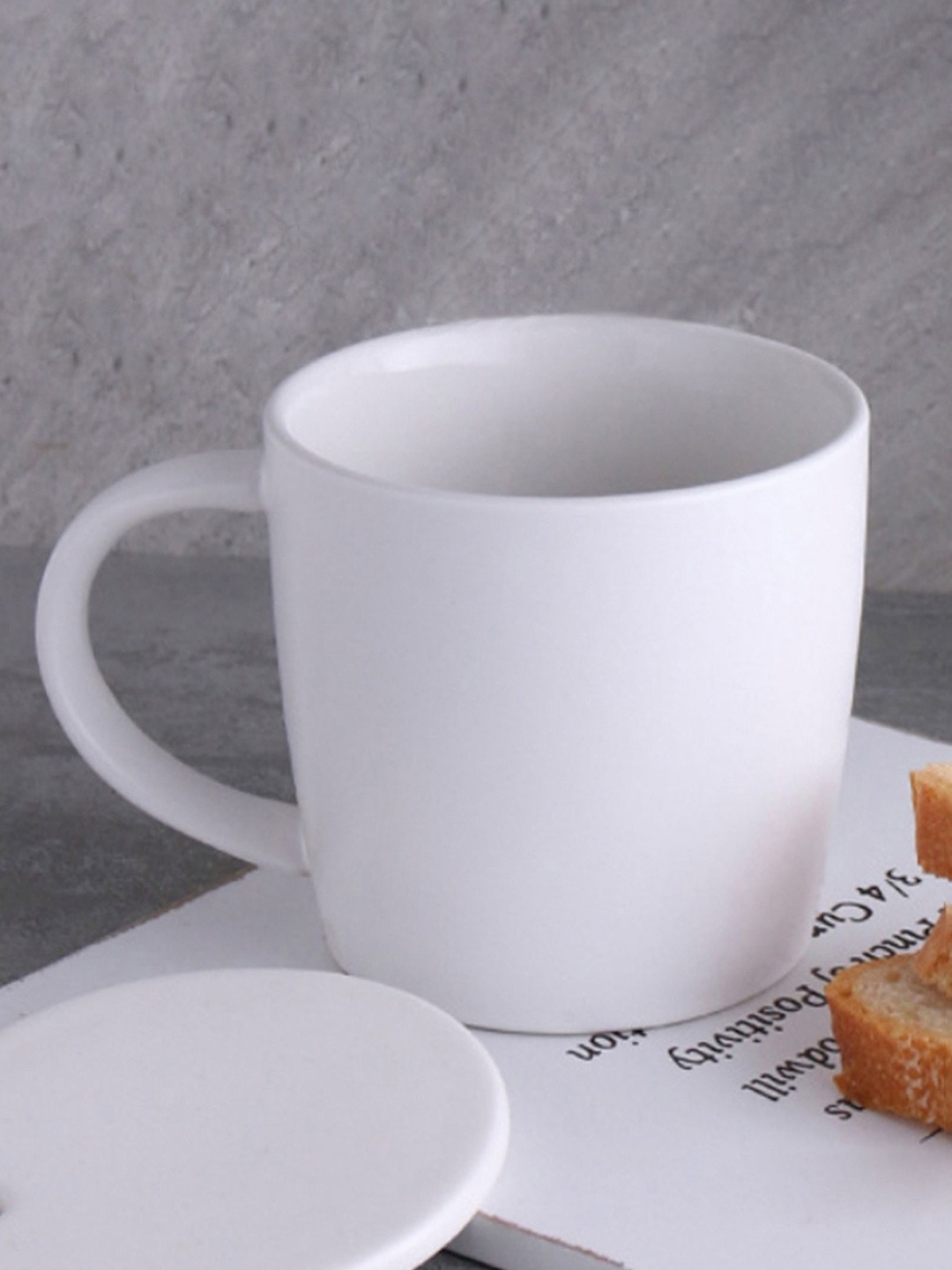 

Nestasia White Dishwasher safe Ceramic Cup With Lid 400ml
