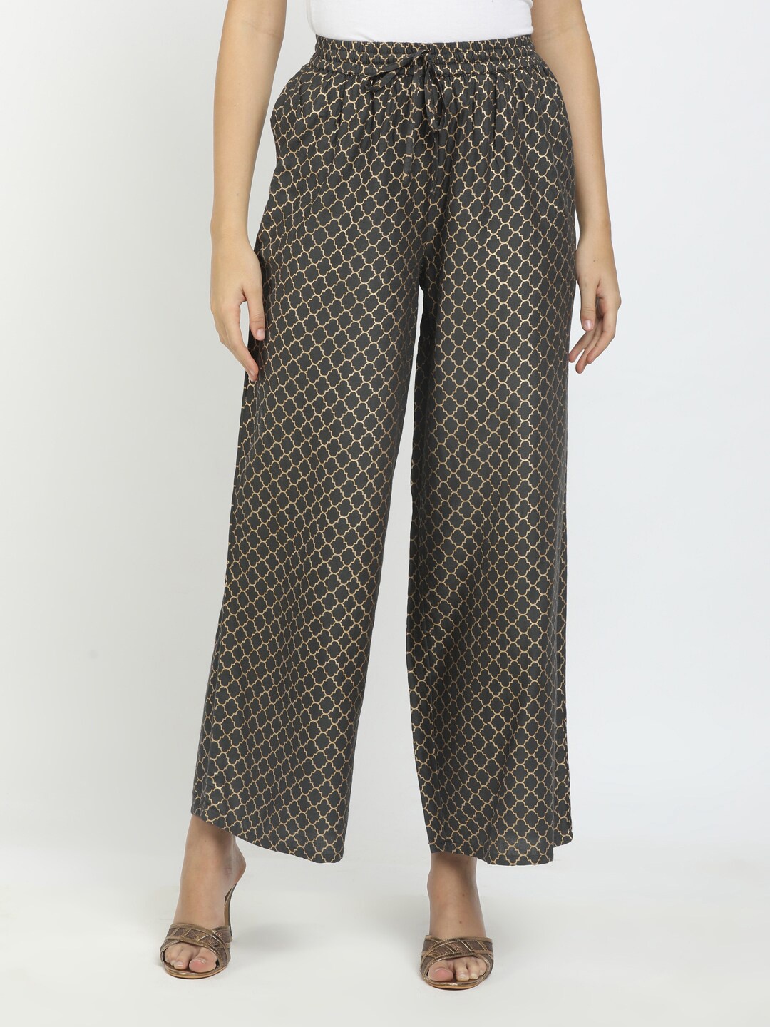 

V-Mart Women Grey Printed Ethnic Palazzos