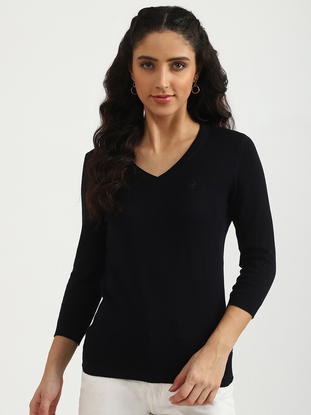 

United Colors of Benetton Women Self Design Black Sweatshirt