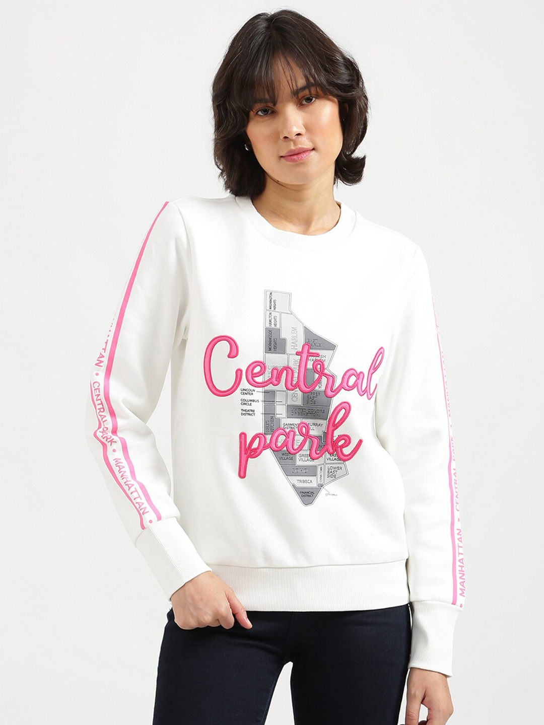 

United Colors of Benetton Women White Printed Sweatshirt