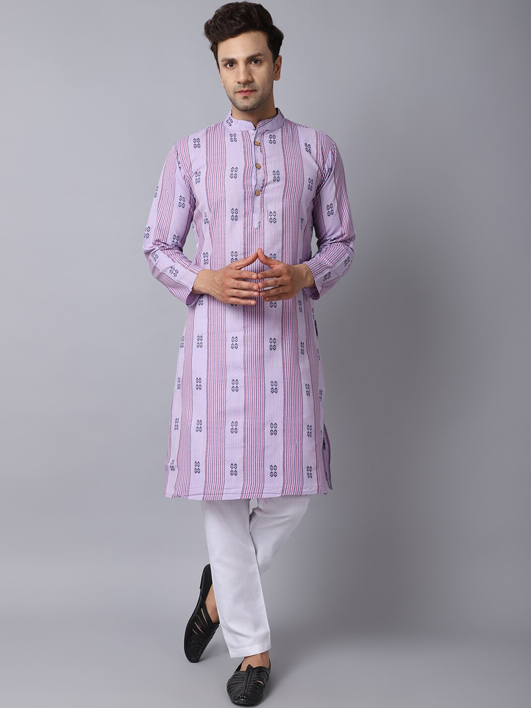 

ORUS Men Lavender Pure Cotton Kurta With Pyjama