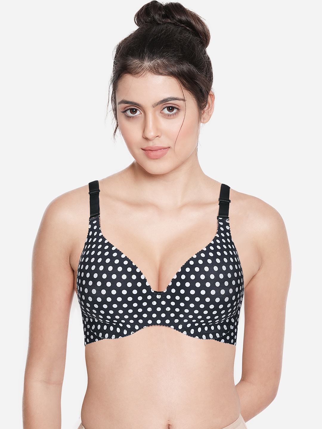 

shyaway Women Black & White Floral Underwired Lightly Padded Bra