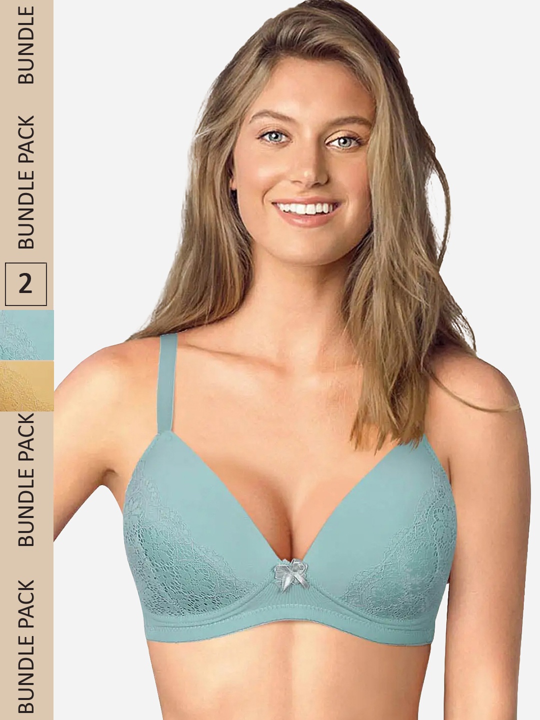 

shyaway Pack of 2 Tan & Blue T-Shirt Bra - Lightly Padded