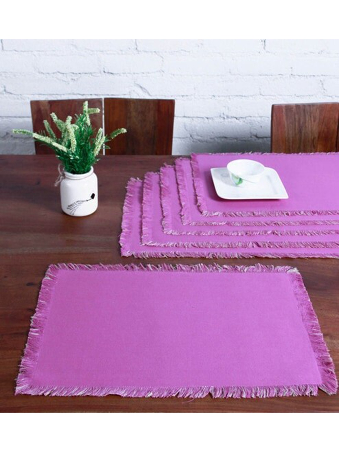 

Lushomes Purple 6 Pieces Rectangle Cotton Table Placemats