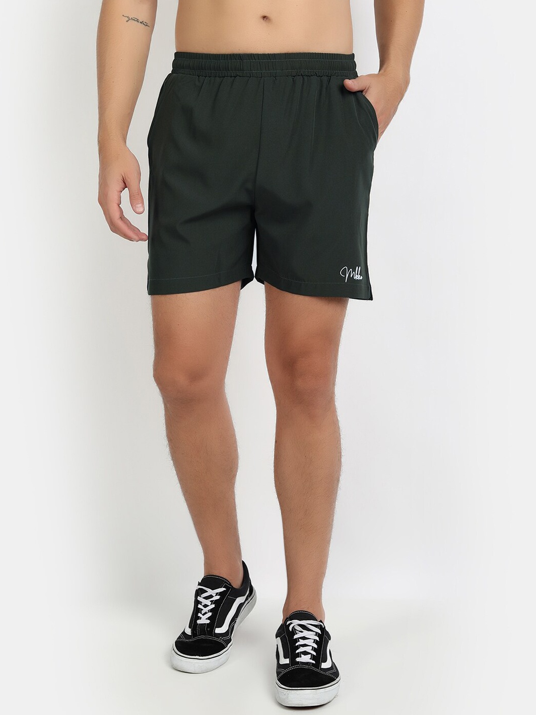 

MKKO Men Grey Slim Fit Training or Gym Sports Shorts