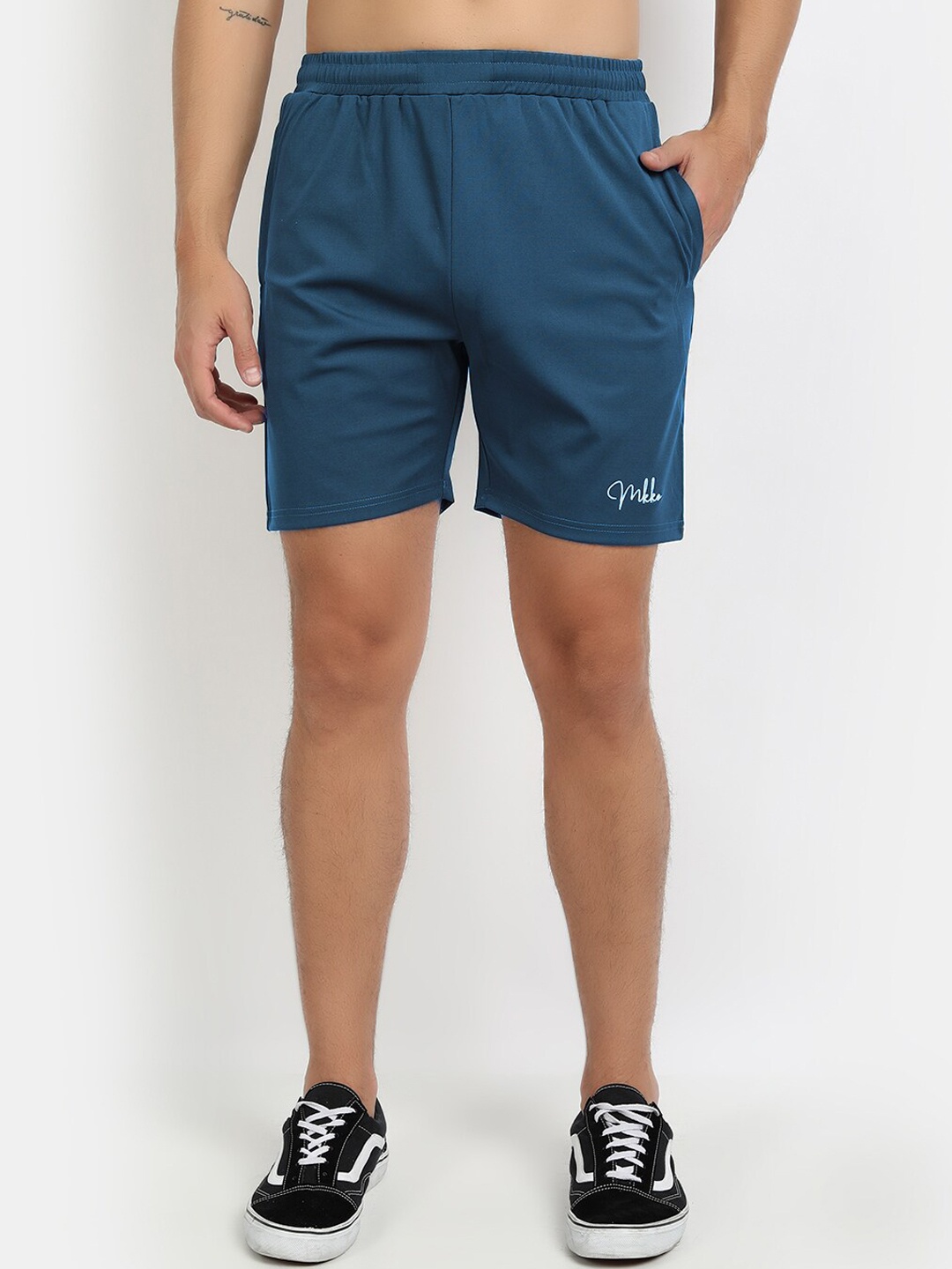 

MKKO Men Blue Slim Fit Training or Gym Sports Shorts