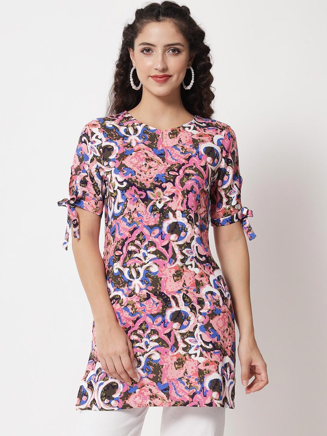 

Beatnik Women Pink & Brown Printed Kurti