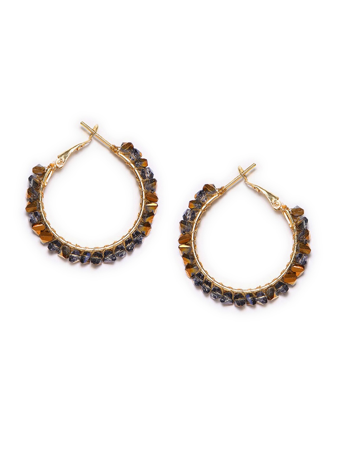 

W Grey & Gold-Toned Circular Hoop Earrings