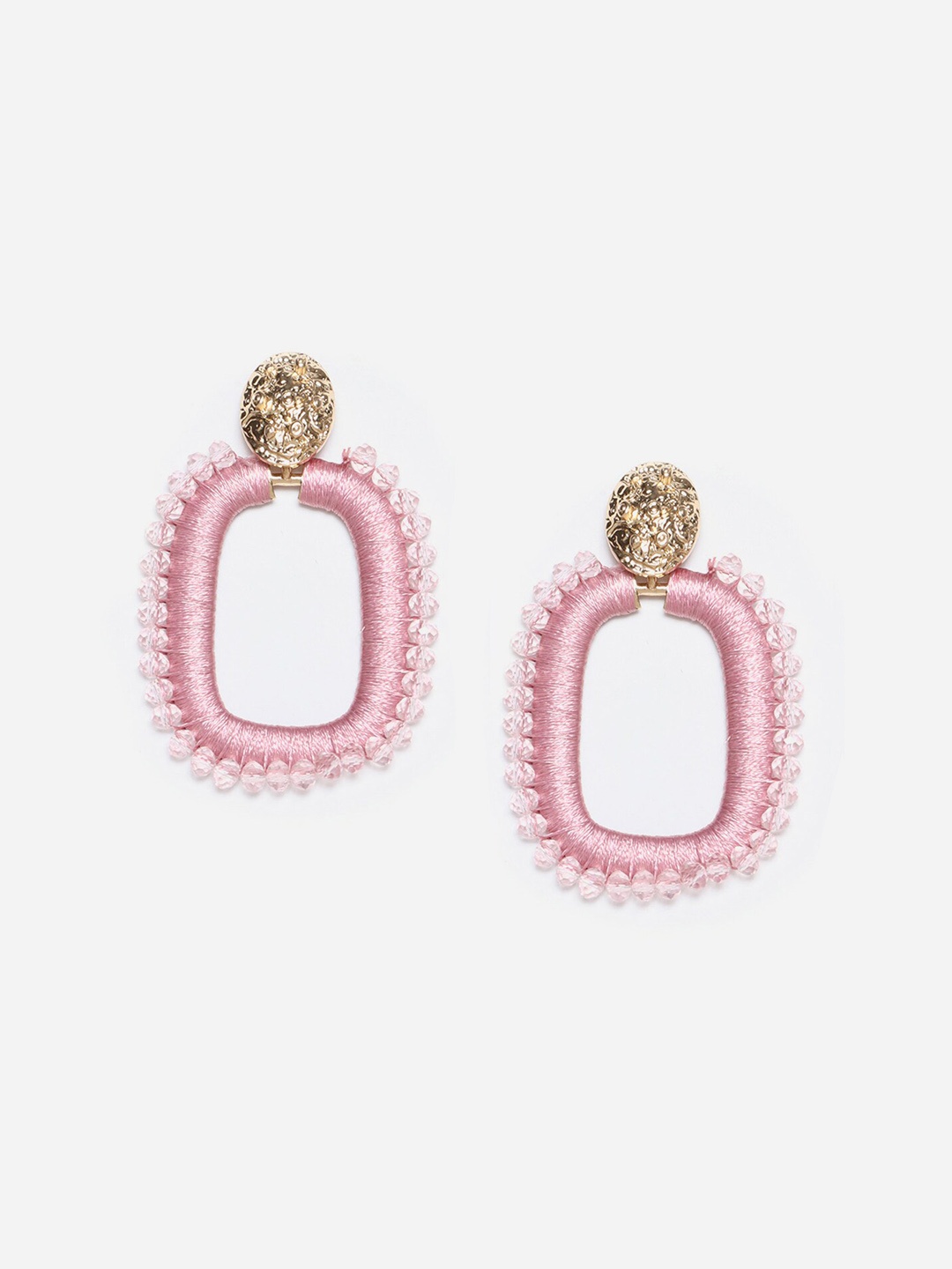 

W Pink & Gold-Toned Geometric Drop Earrings