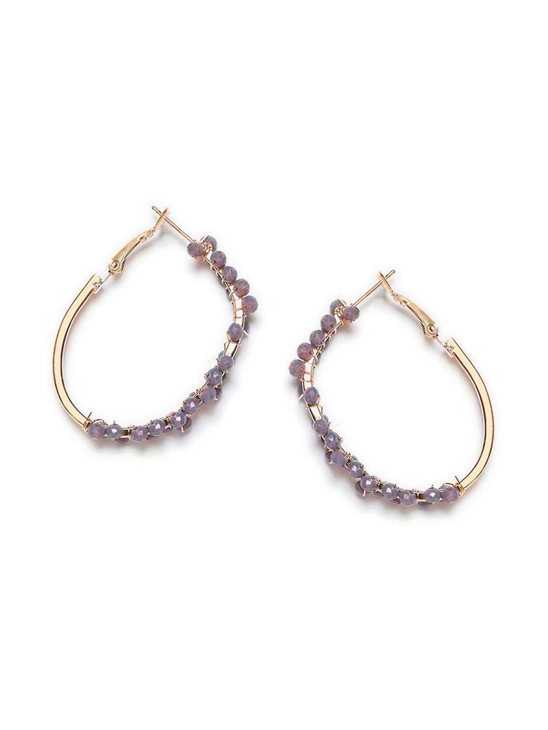 

W Grey & Gold-Toned Circular Hoop Earrings