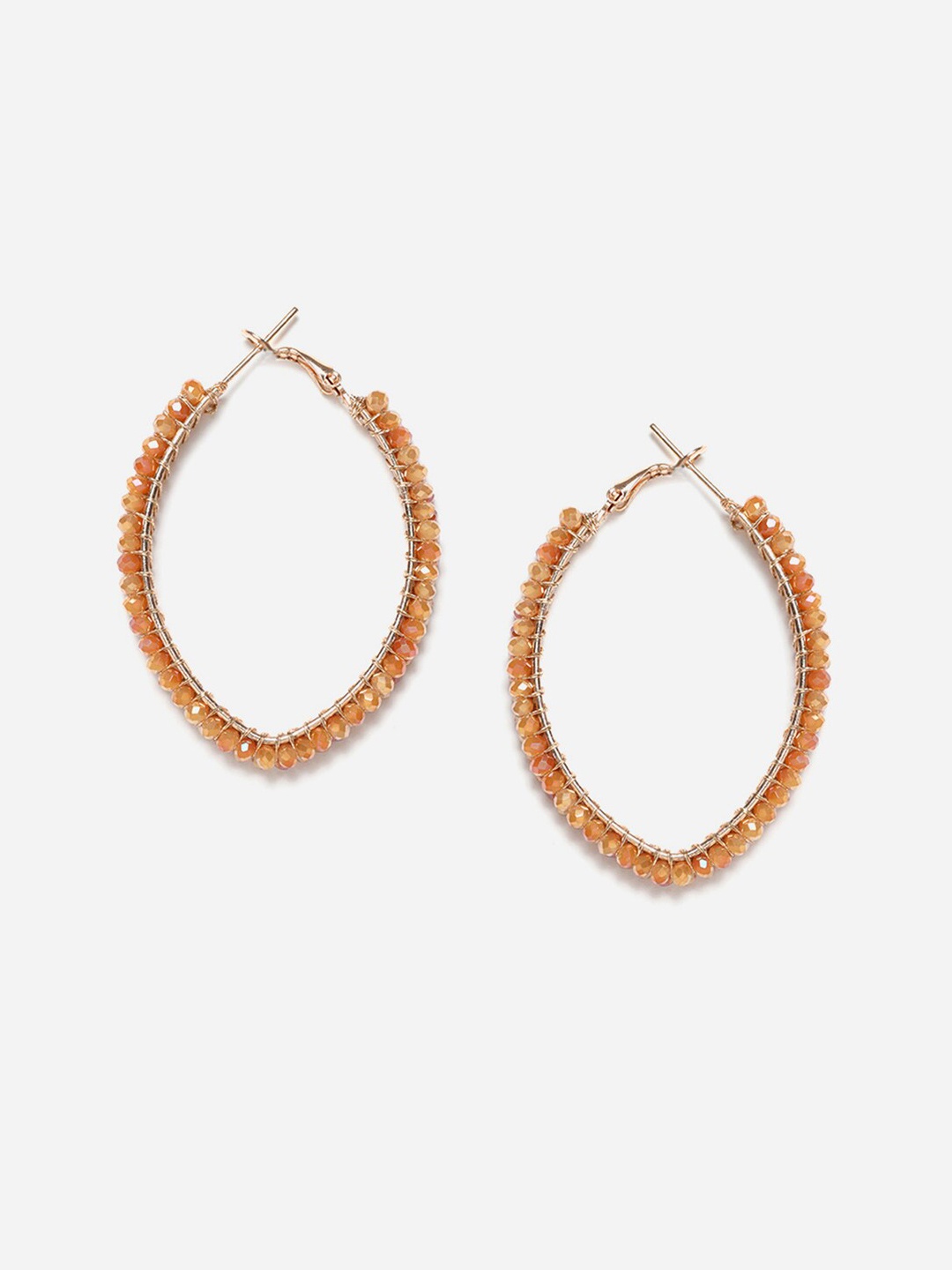 

W Beige Leaf Shaped Hoop Earrings