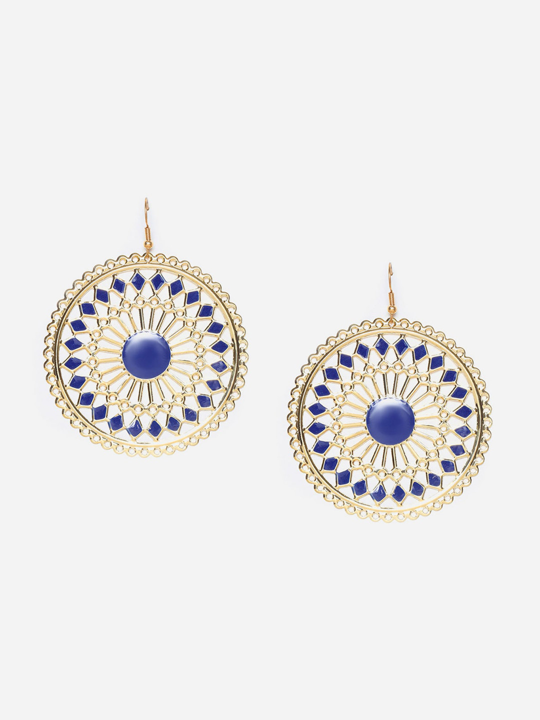 

W Blue Circular Drop Earrings