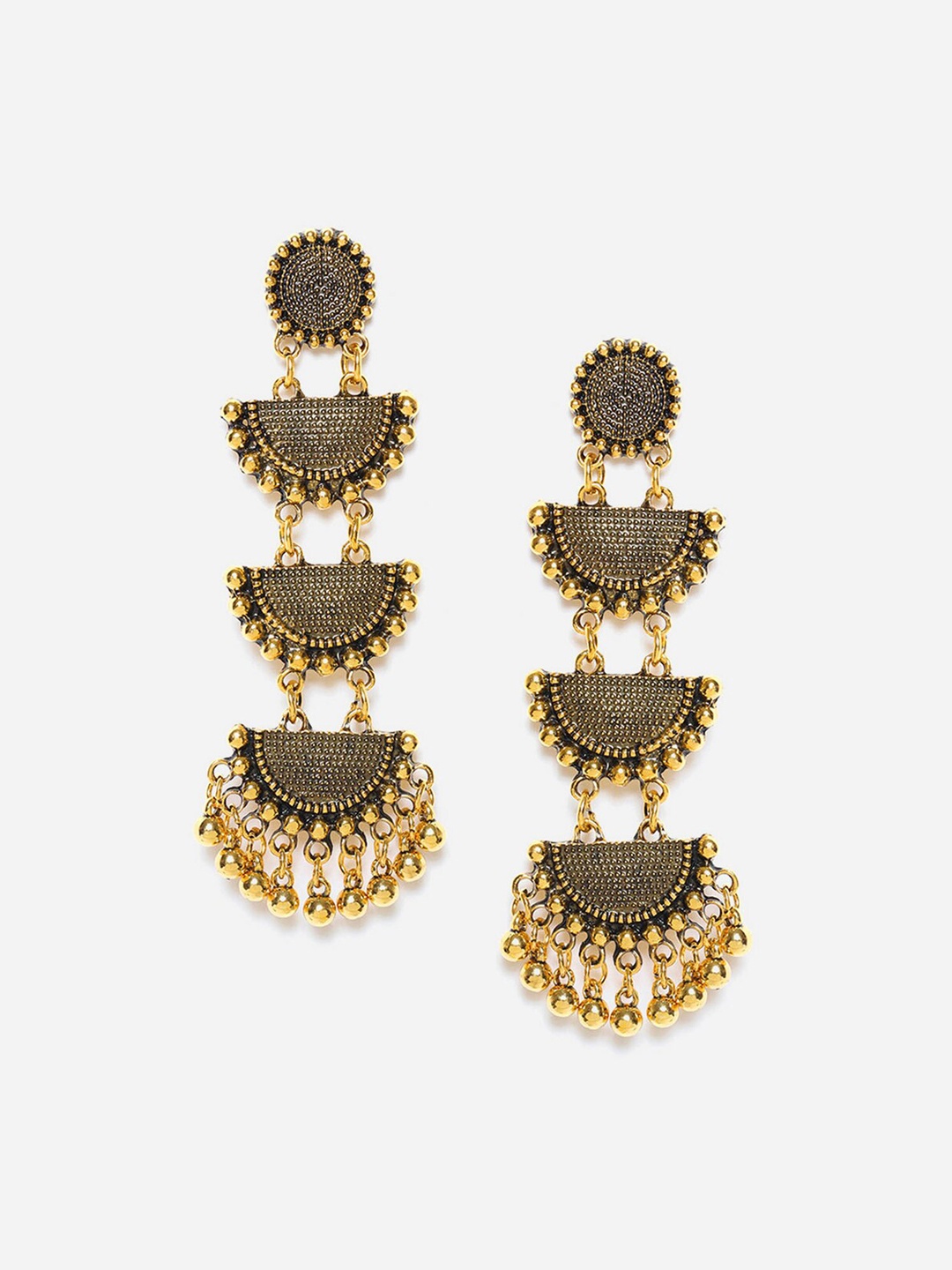 

W Gold-Toned Crescent Shaped Antique Drop Earrings
