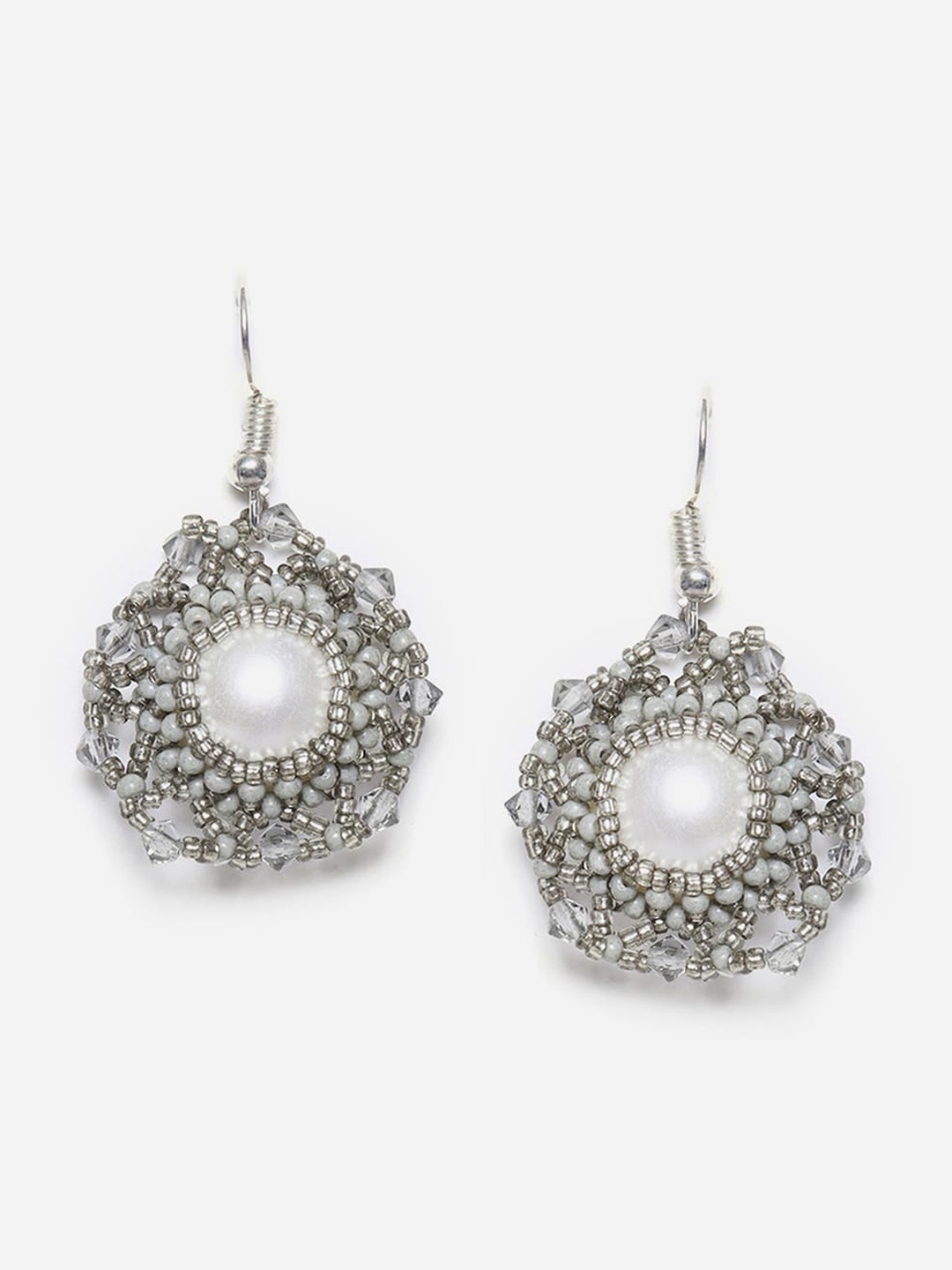 

W Silver-Toned Circular Drop Earrings