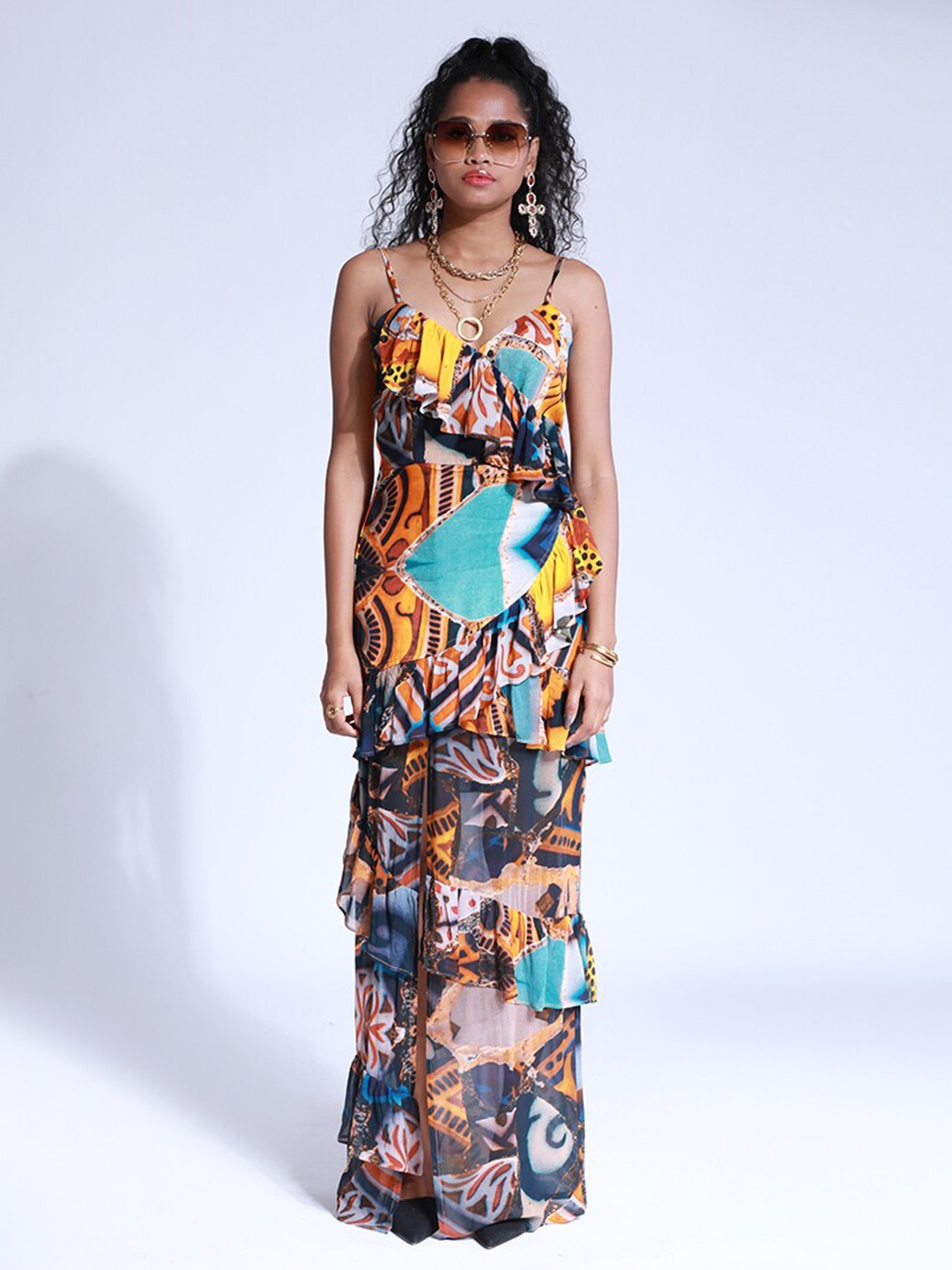 

MISSY Women Orange Georgette Maxi Dress