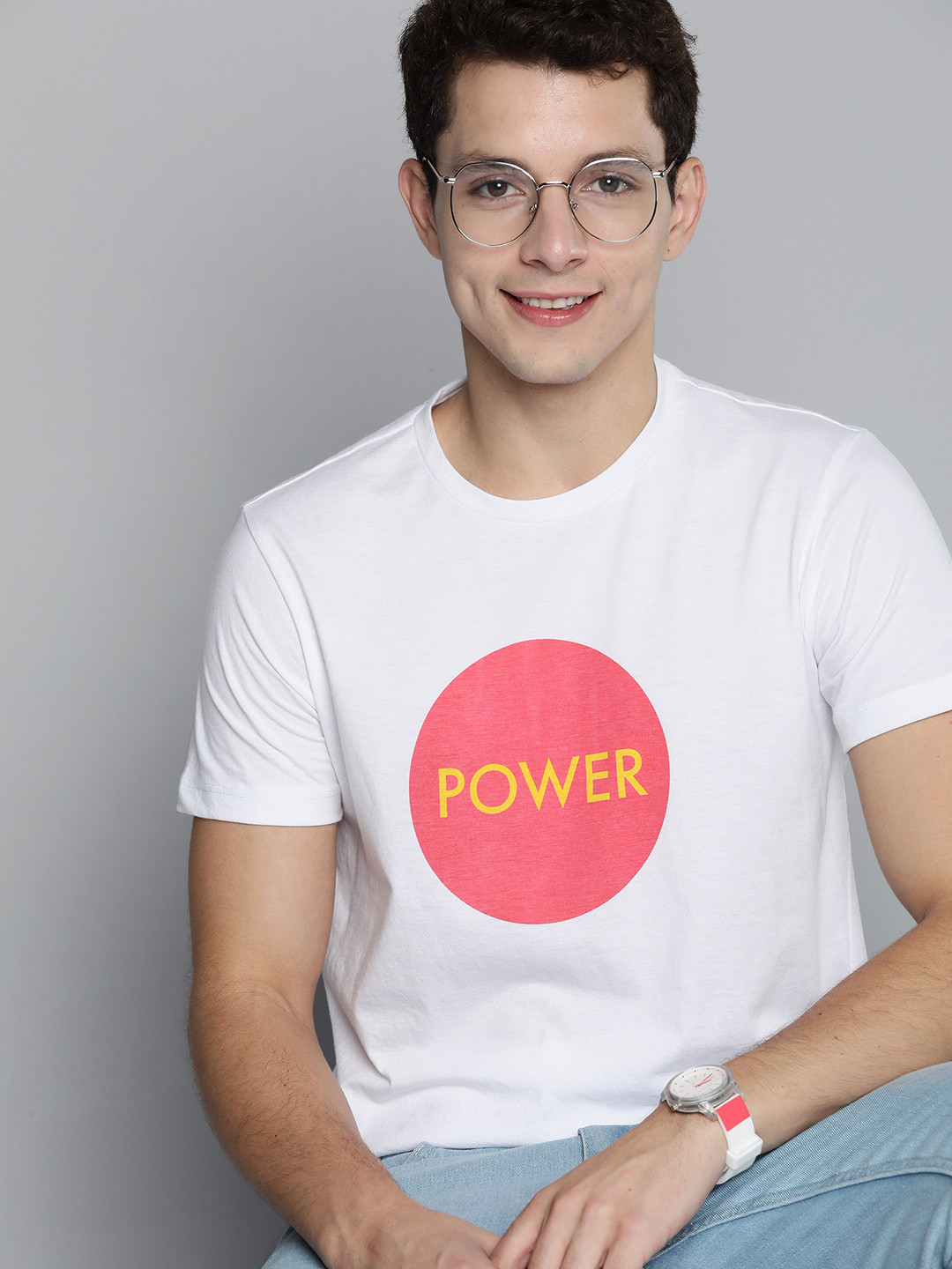 

Mast & Harbour Men White & Pink Typography Printed T-shirt