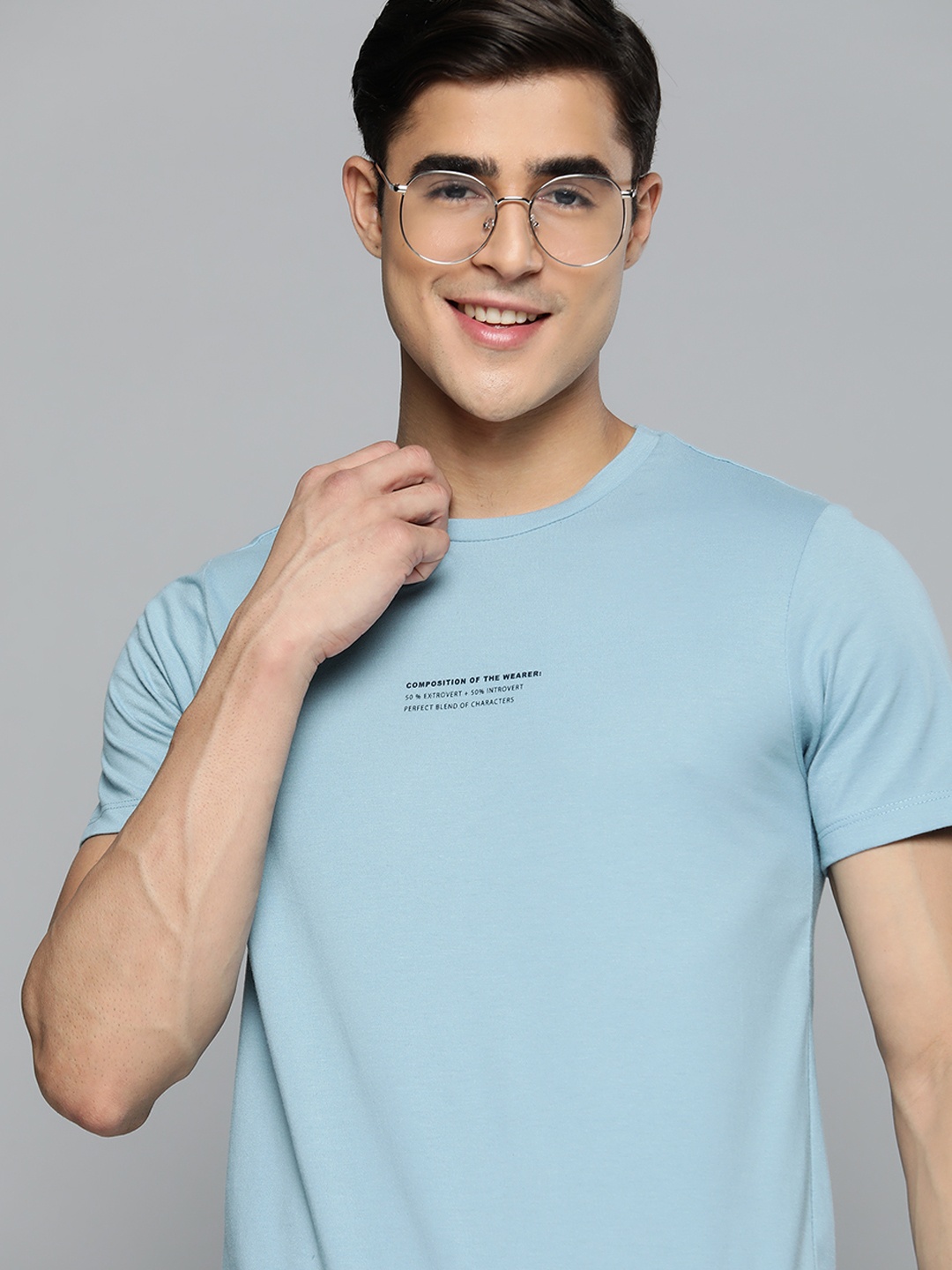 

Mast & Harbour Men Blue Typography Printed T-shirt