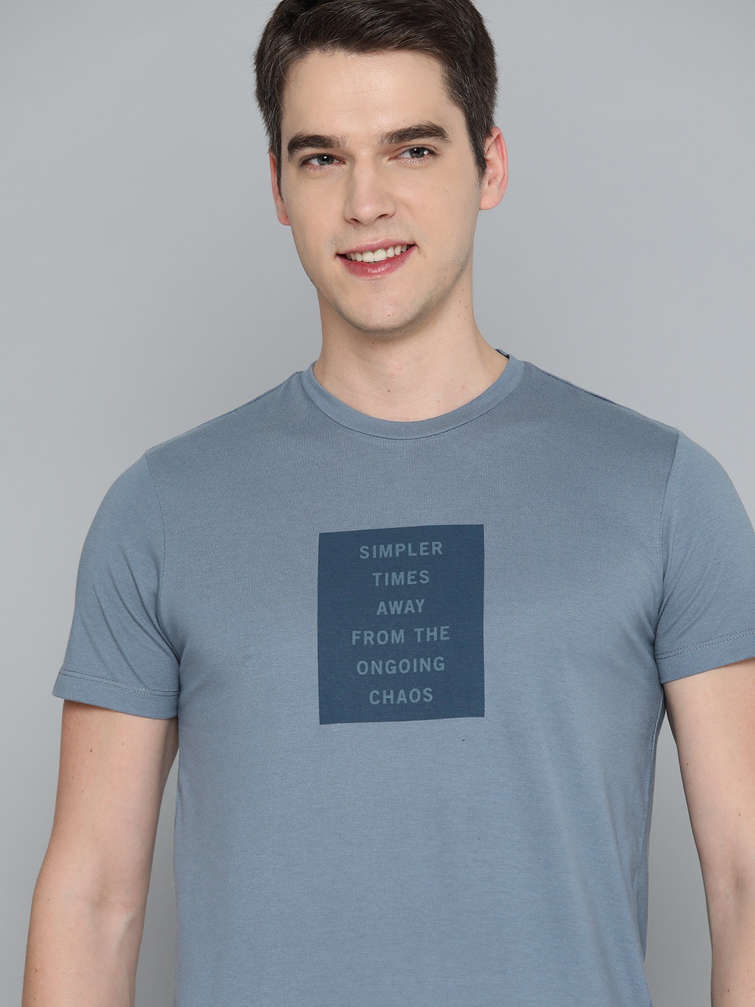 

Mast & Harbour Men Grey Typography Printed T-shirt