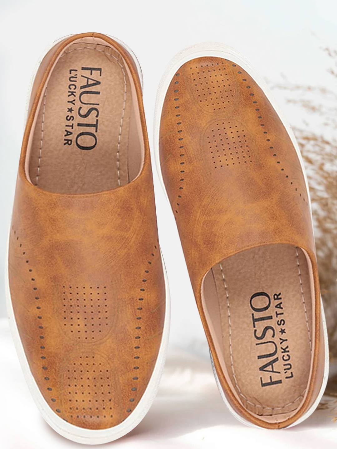 

FAUSTO Men Tan PU Slip-On Sneakers