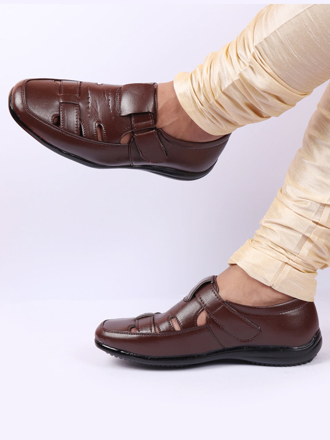 

FAUSTO Men Brown PU Shoe-Style Sandals