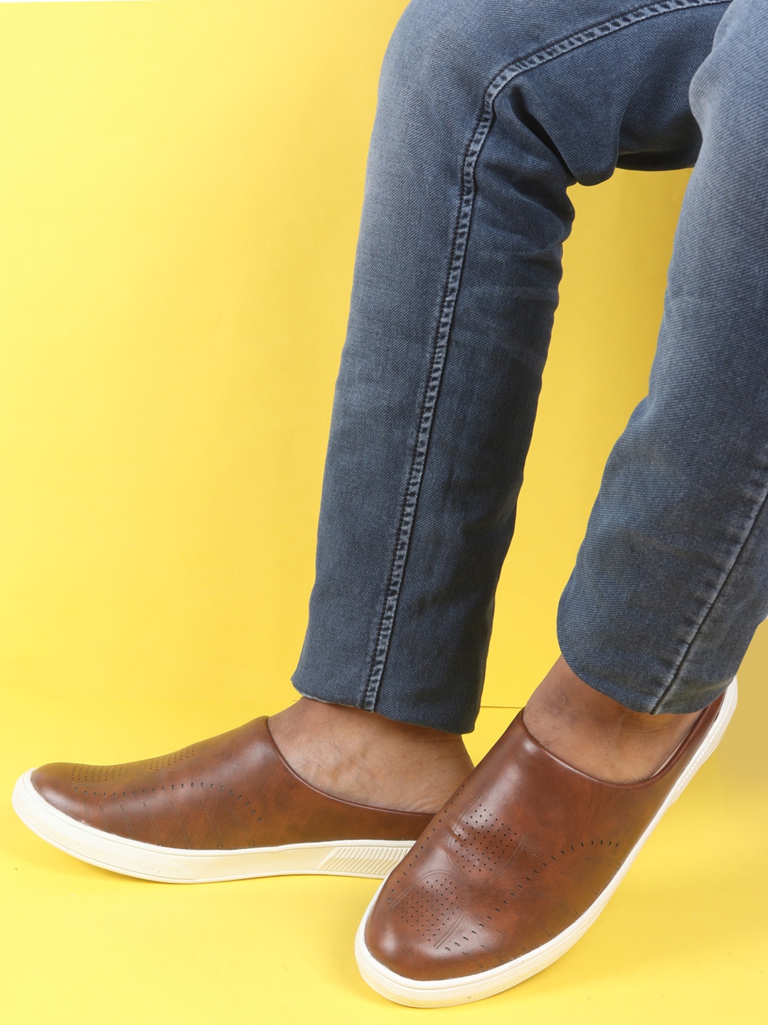 

FAUSTO Men Brown Slip-On Sneakers