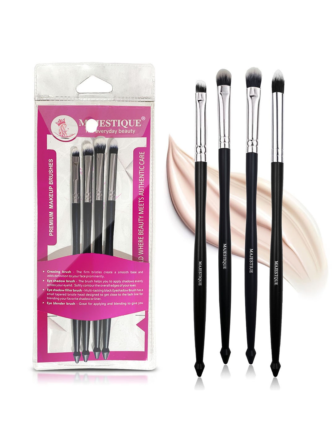 

MAJESTIQUE Set of 4 Premium Makeup Face Brushes, Black