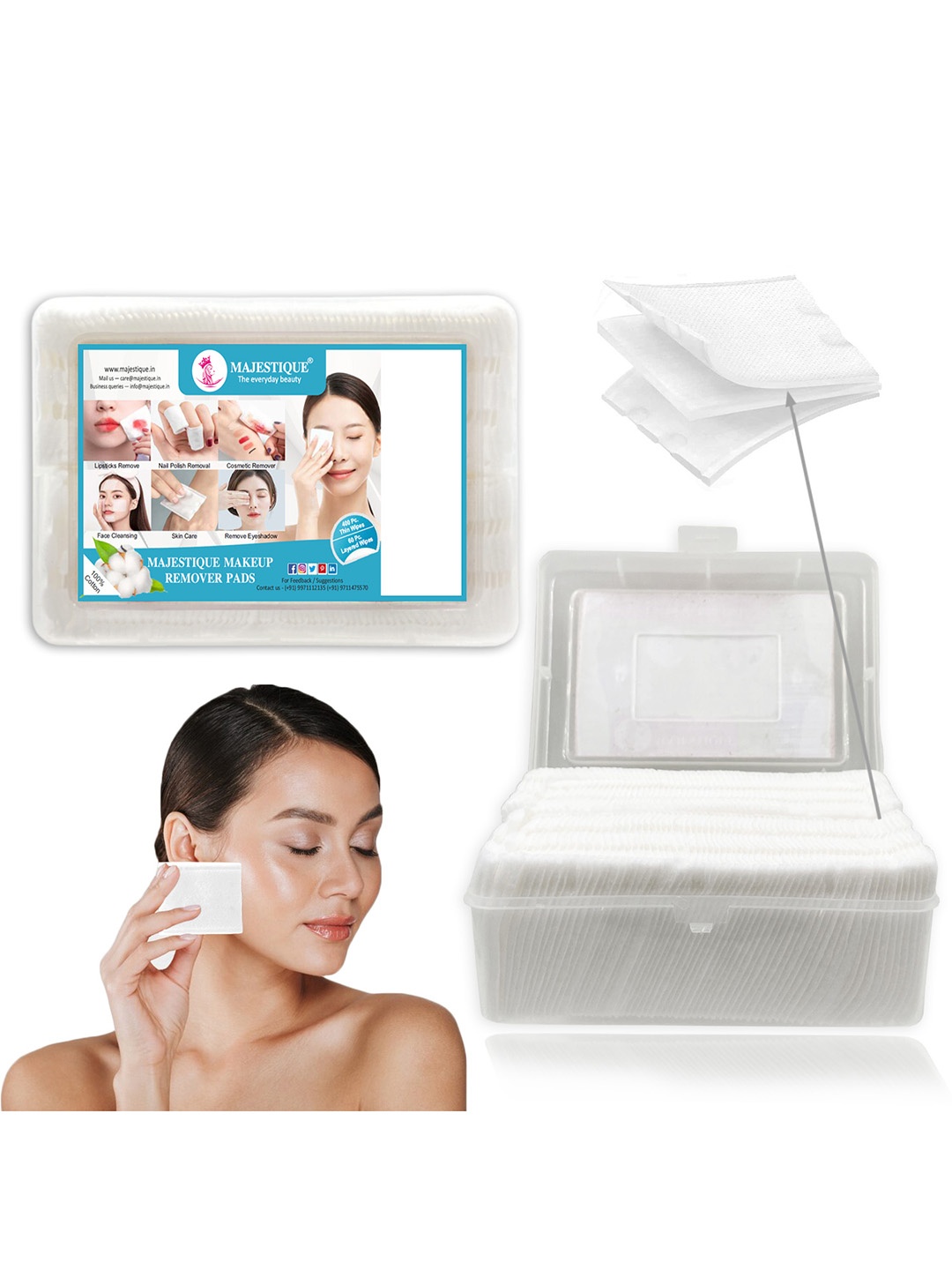 

MAJESTIQUE 460 Pcs of Facial Cotton Pads for Makeup Removing Wipes, White