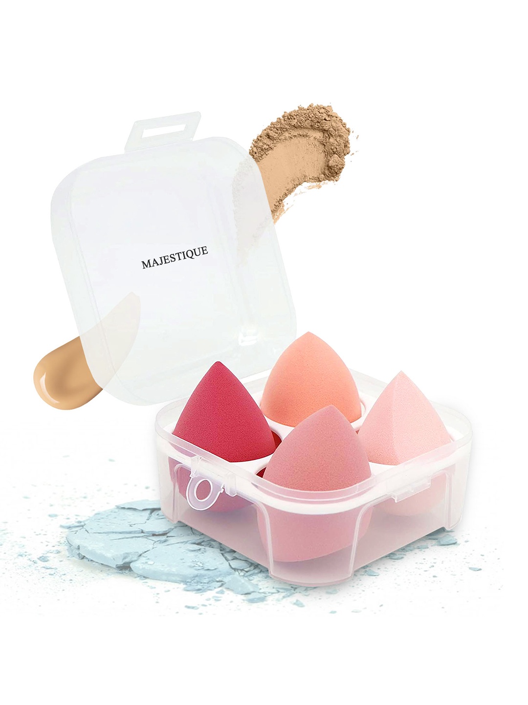 

MAJESTIQUE Set Of 4 Mushy Make Up Blender Sponge, Multi